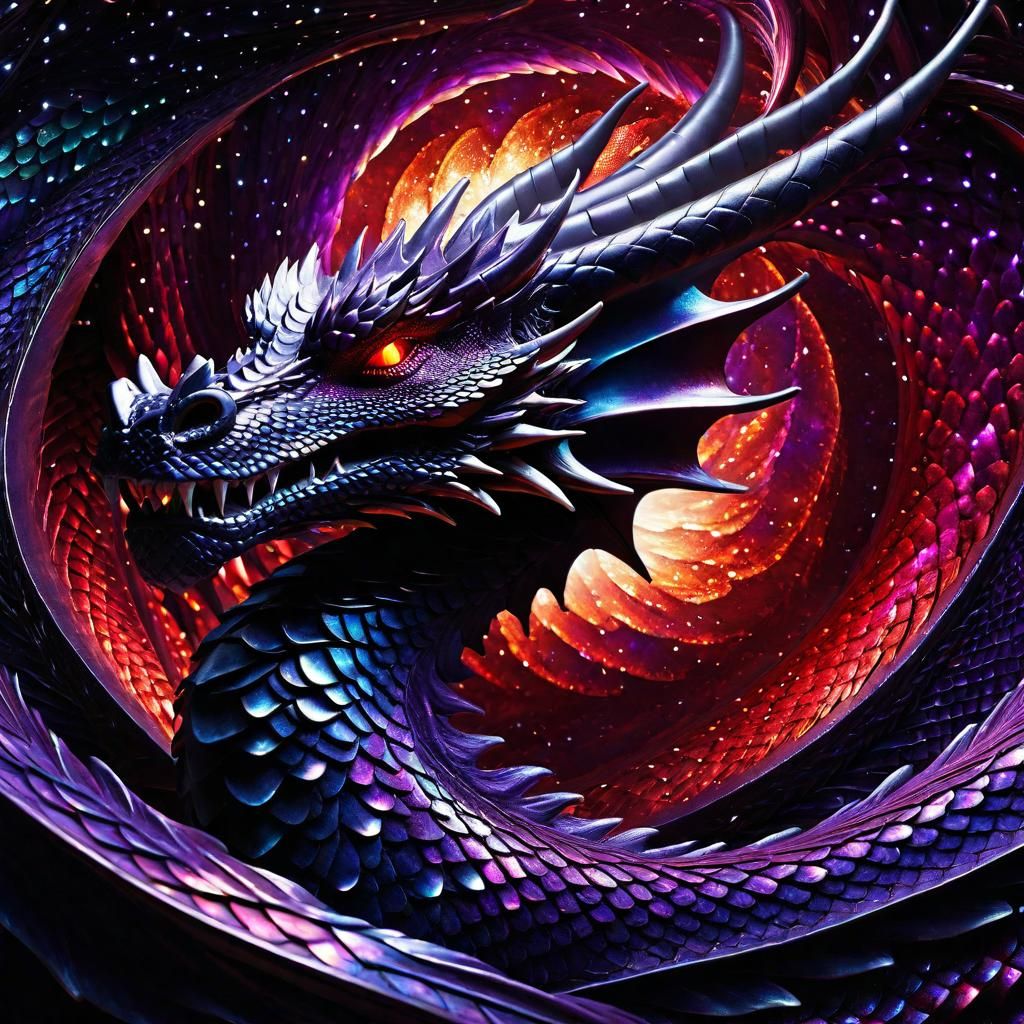 Majestic Galactic Dragon Emerges from Wormhole