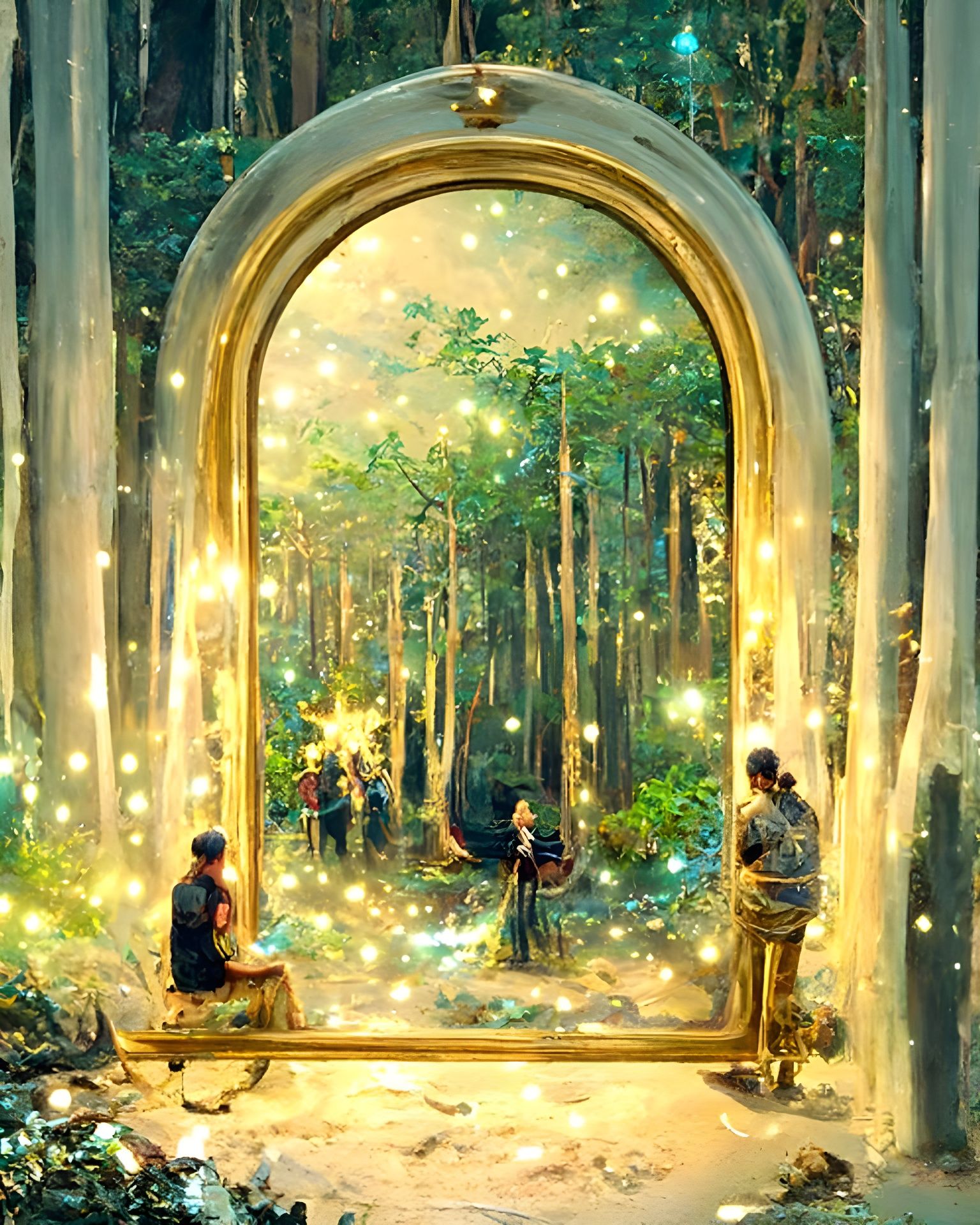 Enchanted Forest Mirror Reflects Starry Sky