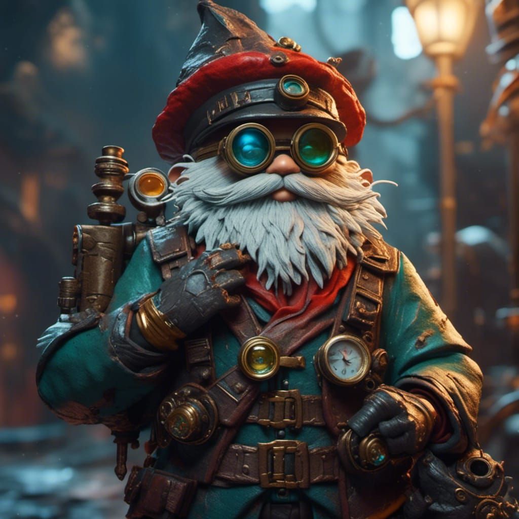 Gnome Artificer Rogue with Steampunk Pistol