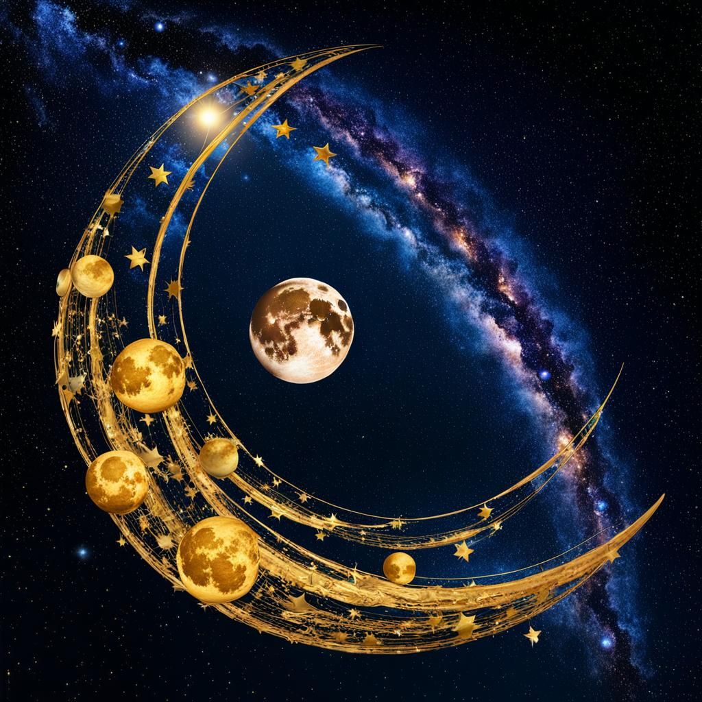 Earth Wrapped in Galaxy with Gold Accents