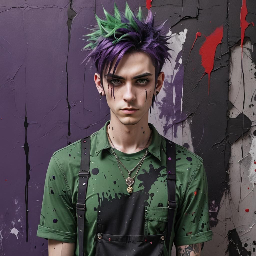 Splash Art of a Purple-haired Man