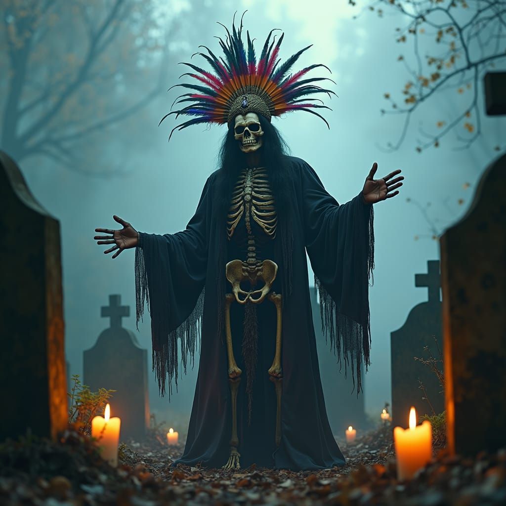 Skeletal voodoo priest