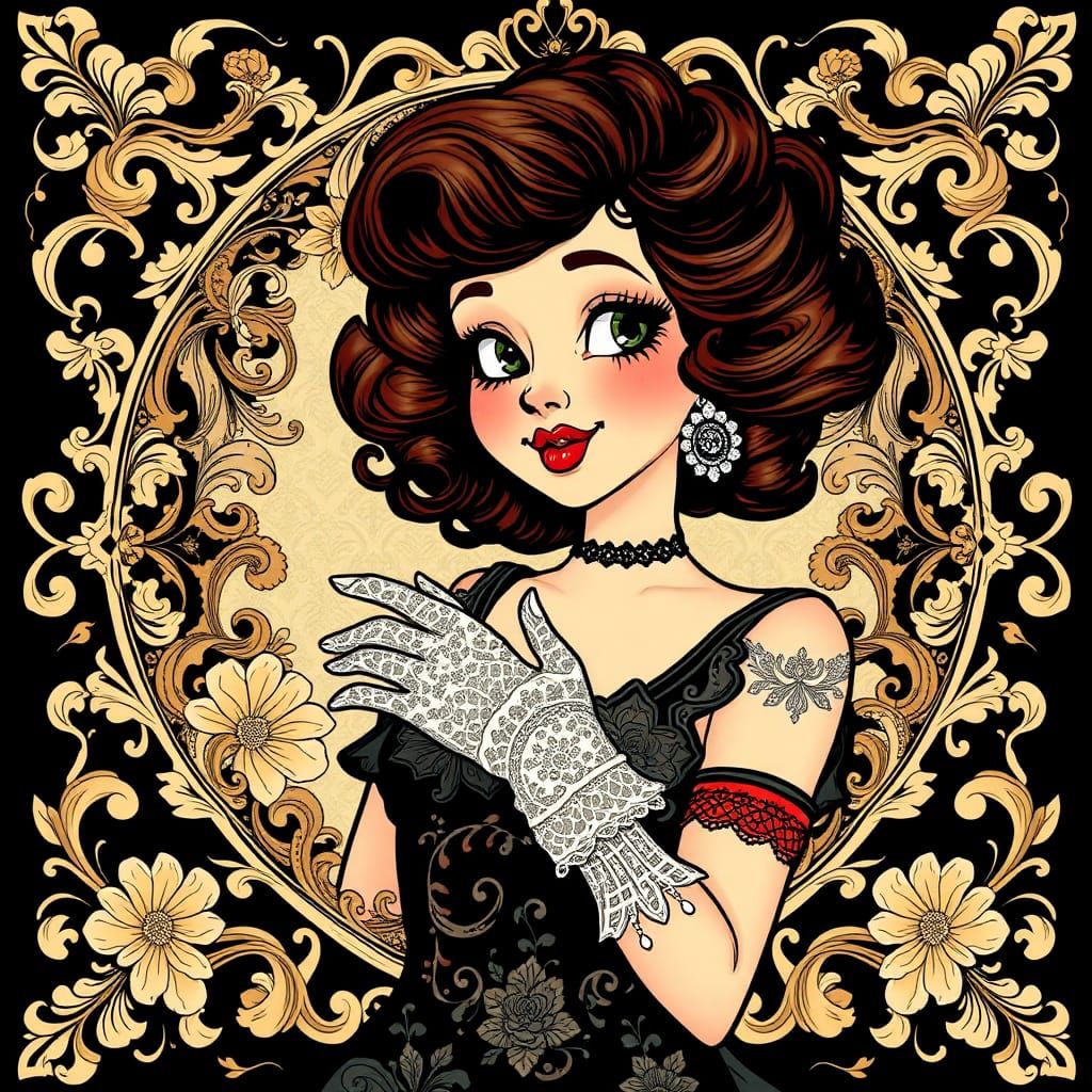 Whimsical Female Character in Early 20th-Century Animation S...