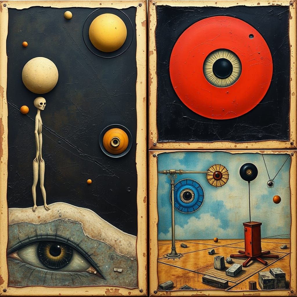 Surreal Collage in Distressed Package Style