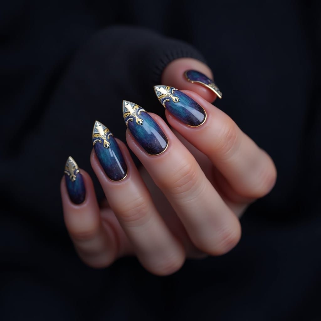 Mystical French Tip Nails in Digital Matte Painting