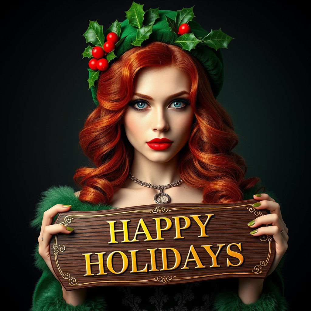 Festive Beauty in Holiday Portrait with Ornate Details