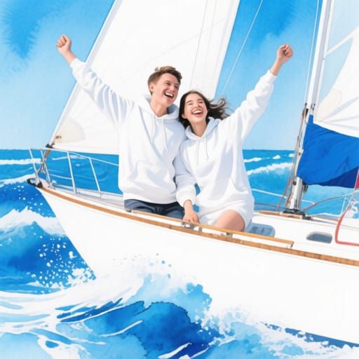 Happy Couple Sailing: Alcohol Ink Summer Fun