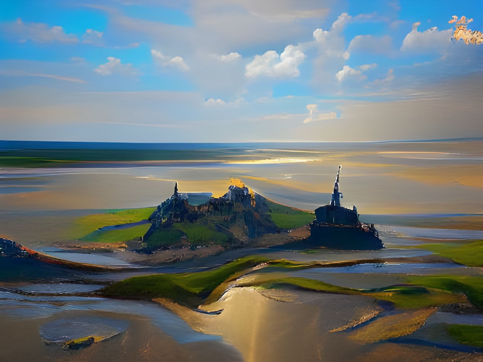Mont Saint Michel: Realistic Oil Painting