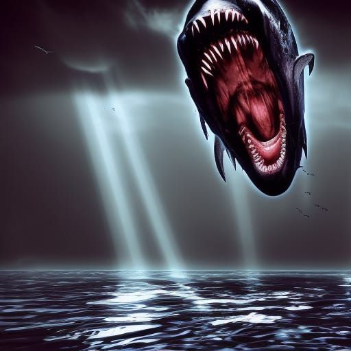 Abyssal Sea Monster in Dark Fantasy Style