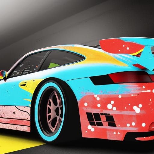 Colorful Drift Car Pop Art in 8k Resolution