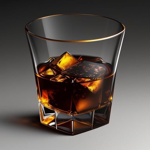 Golden Whiskey in Luxurious Study Illuminated by Warm Light