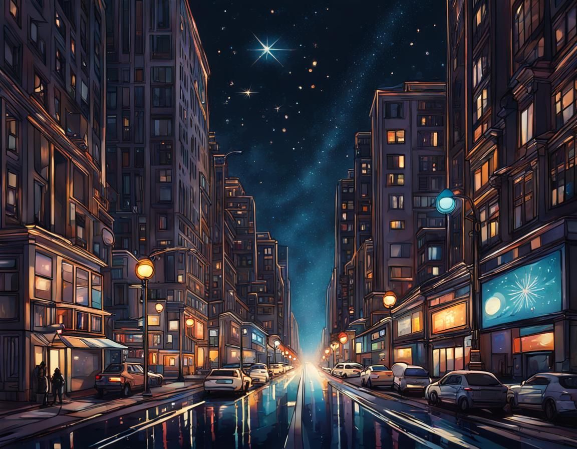 Dazzling Nighttime Cityscape with Intricate Details