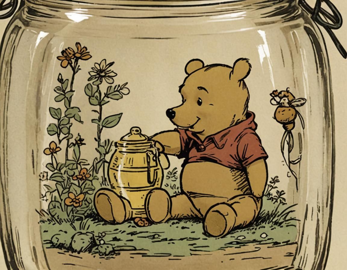 Winnie the Pooh Trapped in Honey Jar