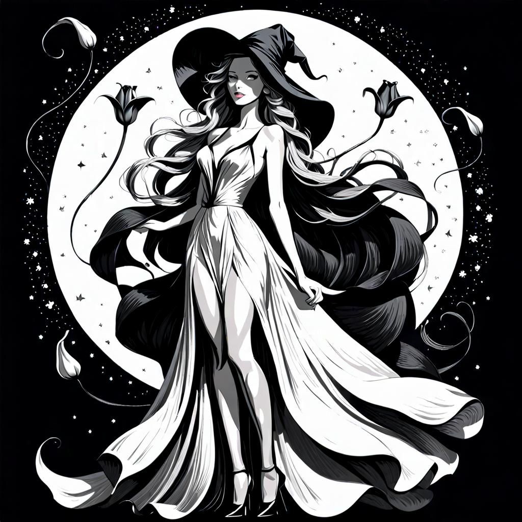 Dog Barks at Kitten in Snowy Ink Drawing