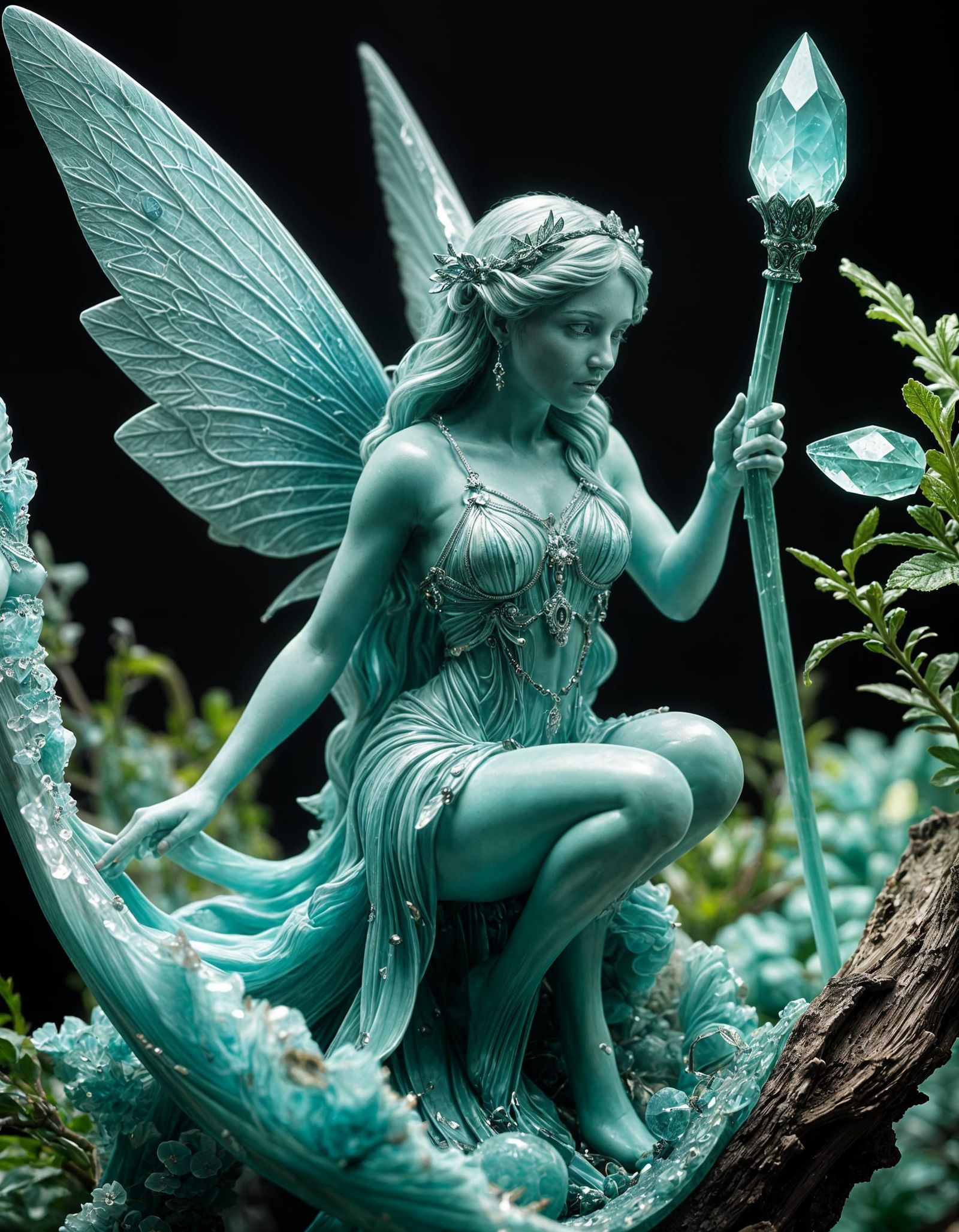 Amazonite Crystal Fairy: Hyperrealistic Digital Art