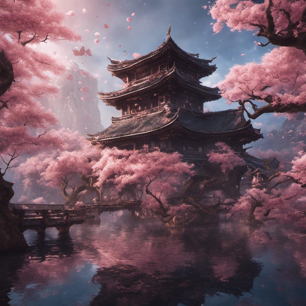 Detailed Sakura Tree Matte Painting in 8K