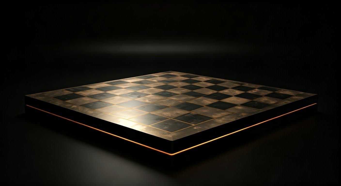 Luxurious, High-Polished Chessboard in Futuristic Setting