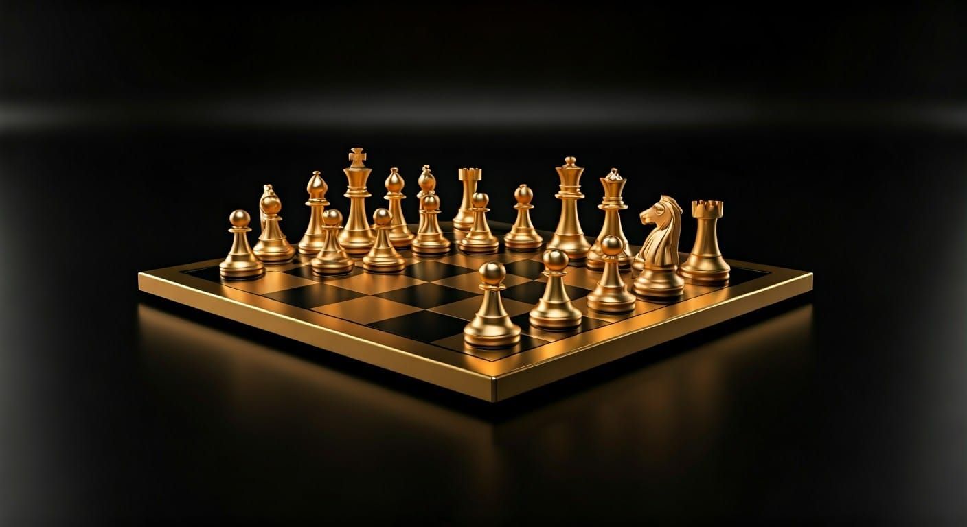 Luxurious Minimalist Chessboard in Rich Black Void