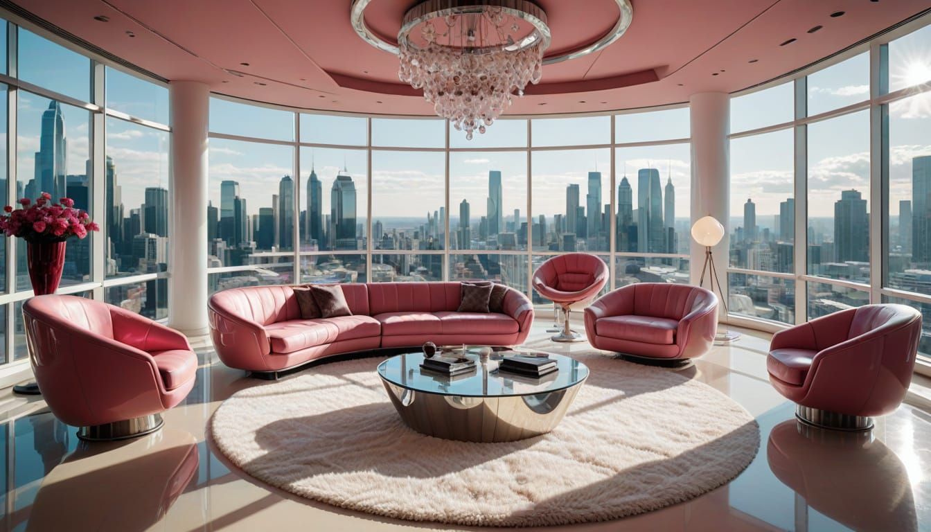 Sleek Futuristic Living Room in Modern Space Age Style