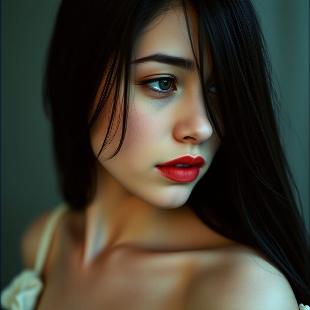 Ethereal Young Woman in Cinematic Film Still