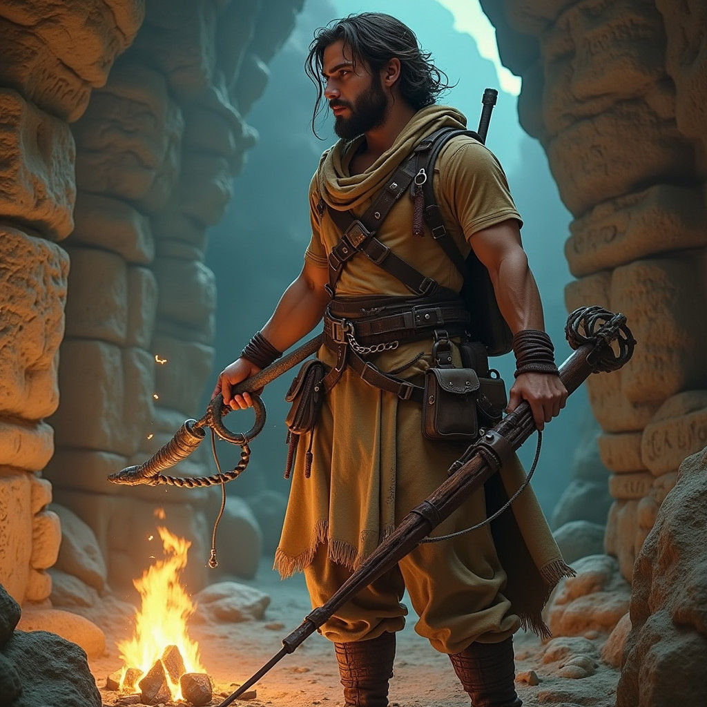 Egyptian Treasure Hunter in Industrial Fantasy Style