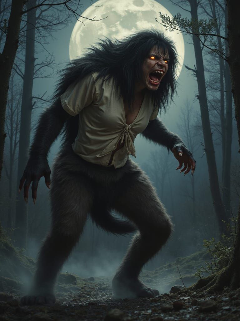 Werewolf Transformation in Dark Fantasy Style