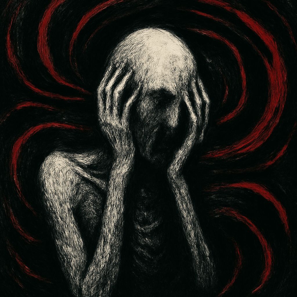 Abstract Representation of Dysphoria in Red, White, and Blac...