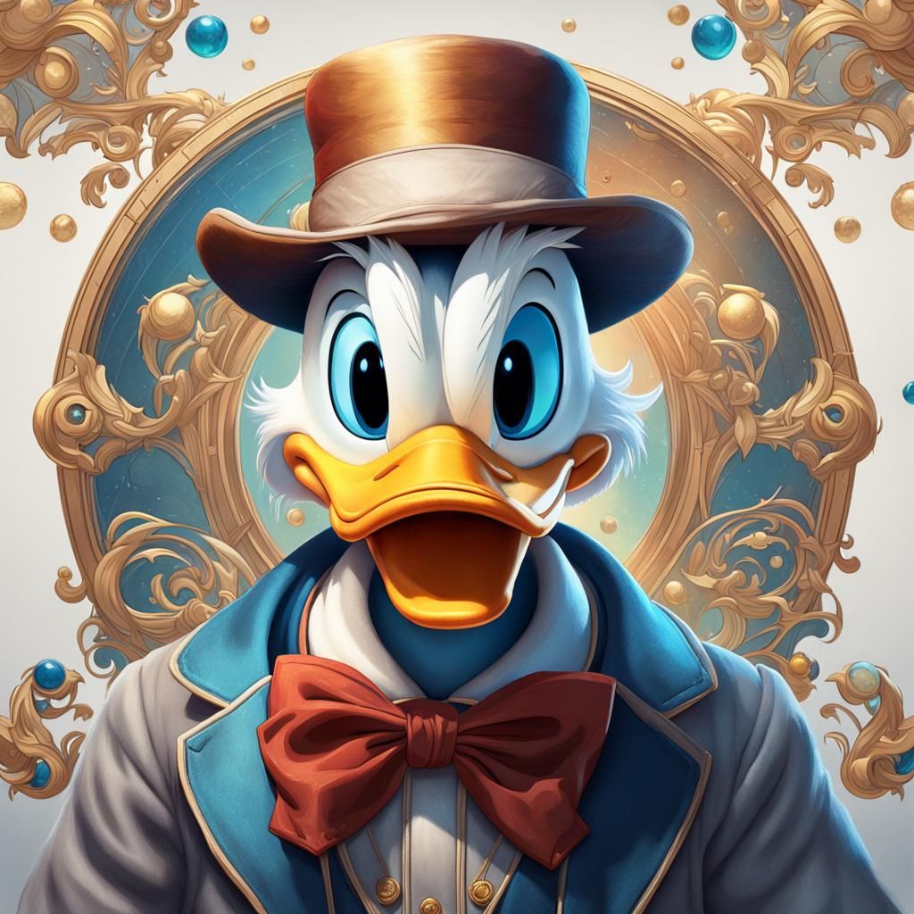 Donald Duck Portrait in Hyperdetailed Digital Art