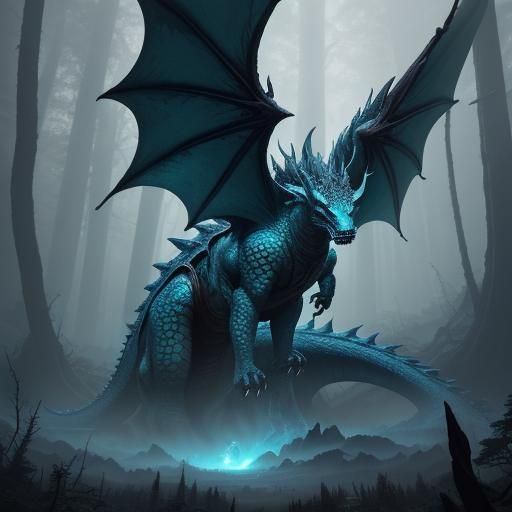 Dragon Emerges from Vortex in Ancient Forest