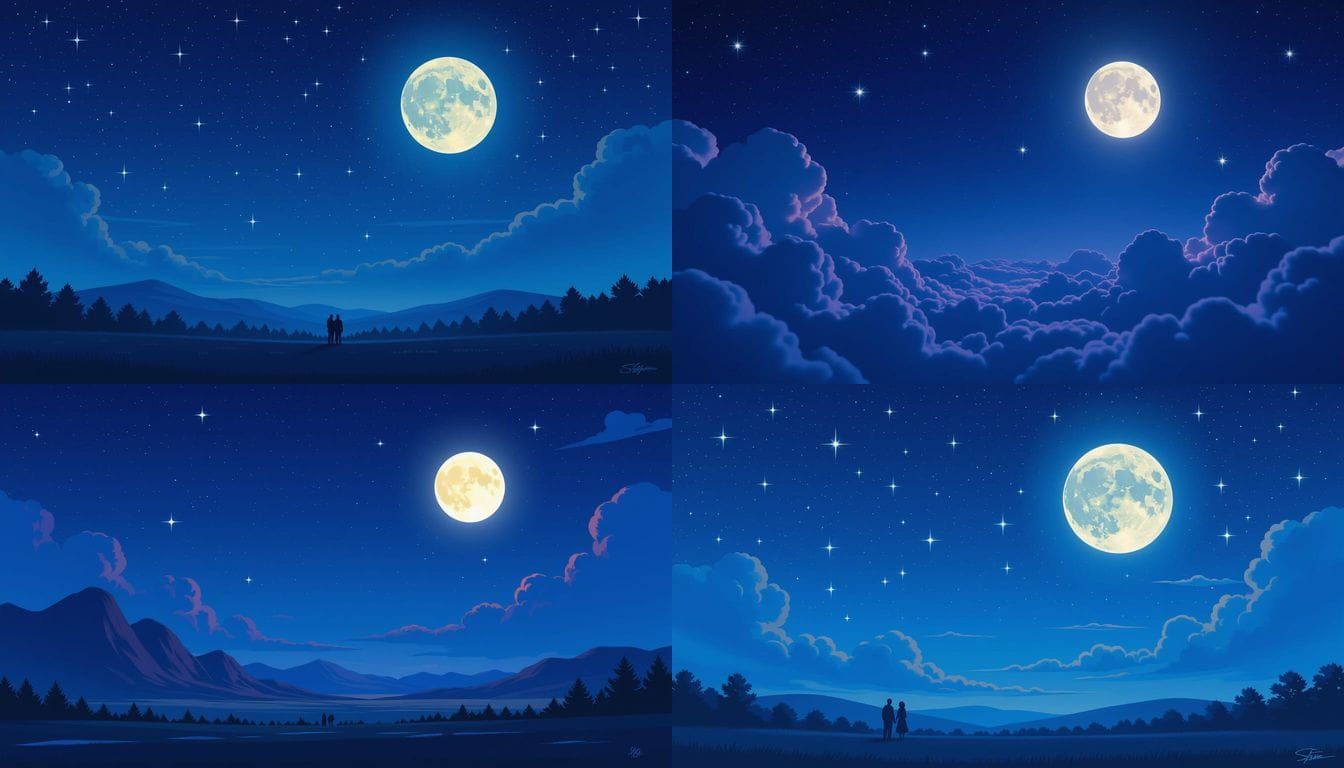 Hyperrealistic Velvet Night Sky with Moonlight