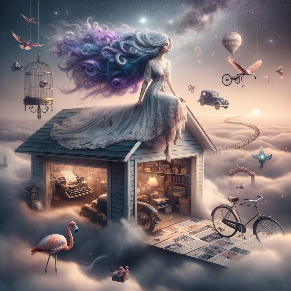 Dreamlike Garage Sail Through Cloud River