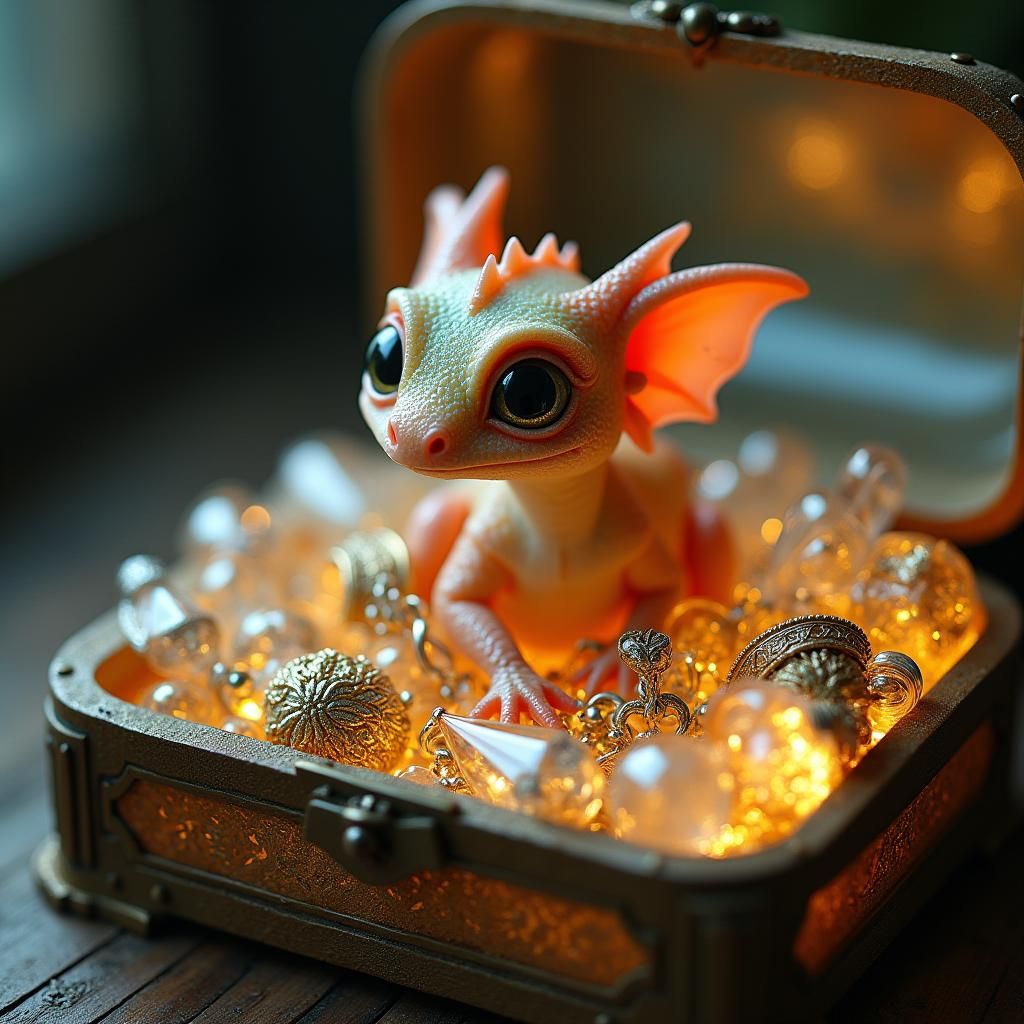 Miniature Dragon with Ethereal Glass Jewelry