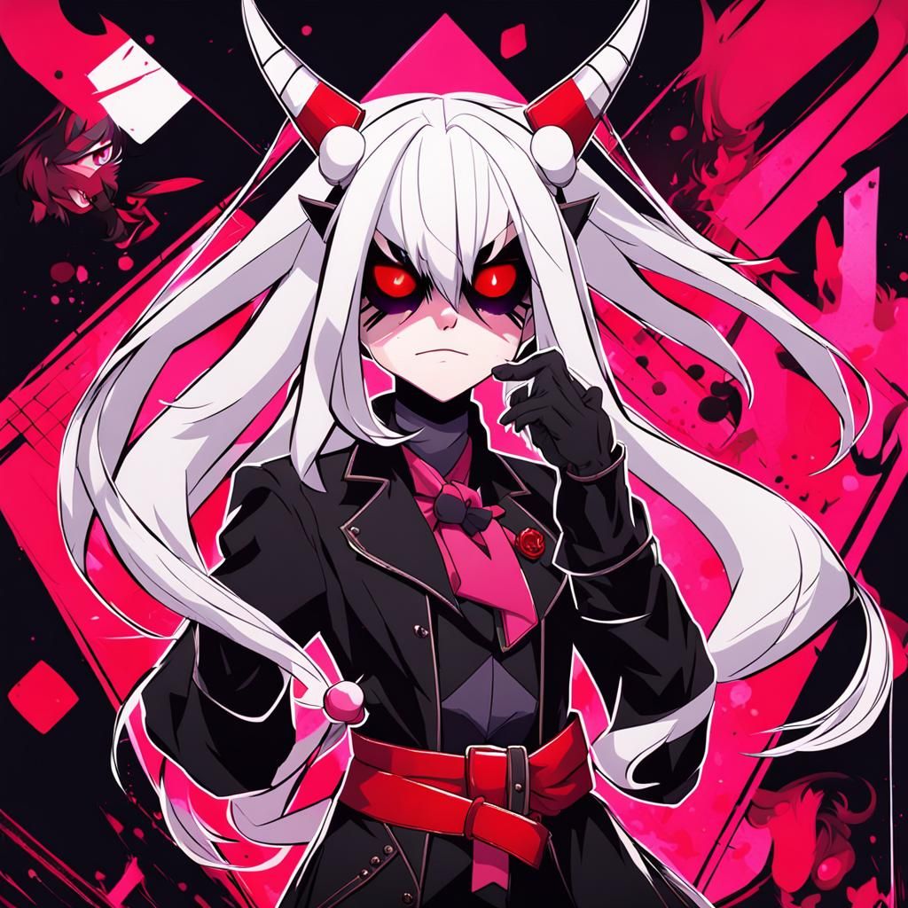 Pink-Skinned Demon Girl in Cartoon Style