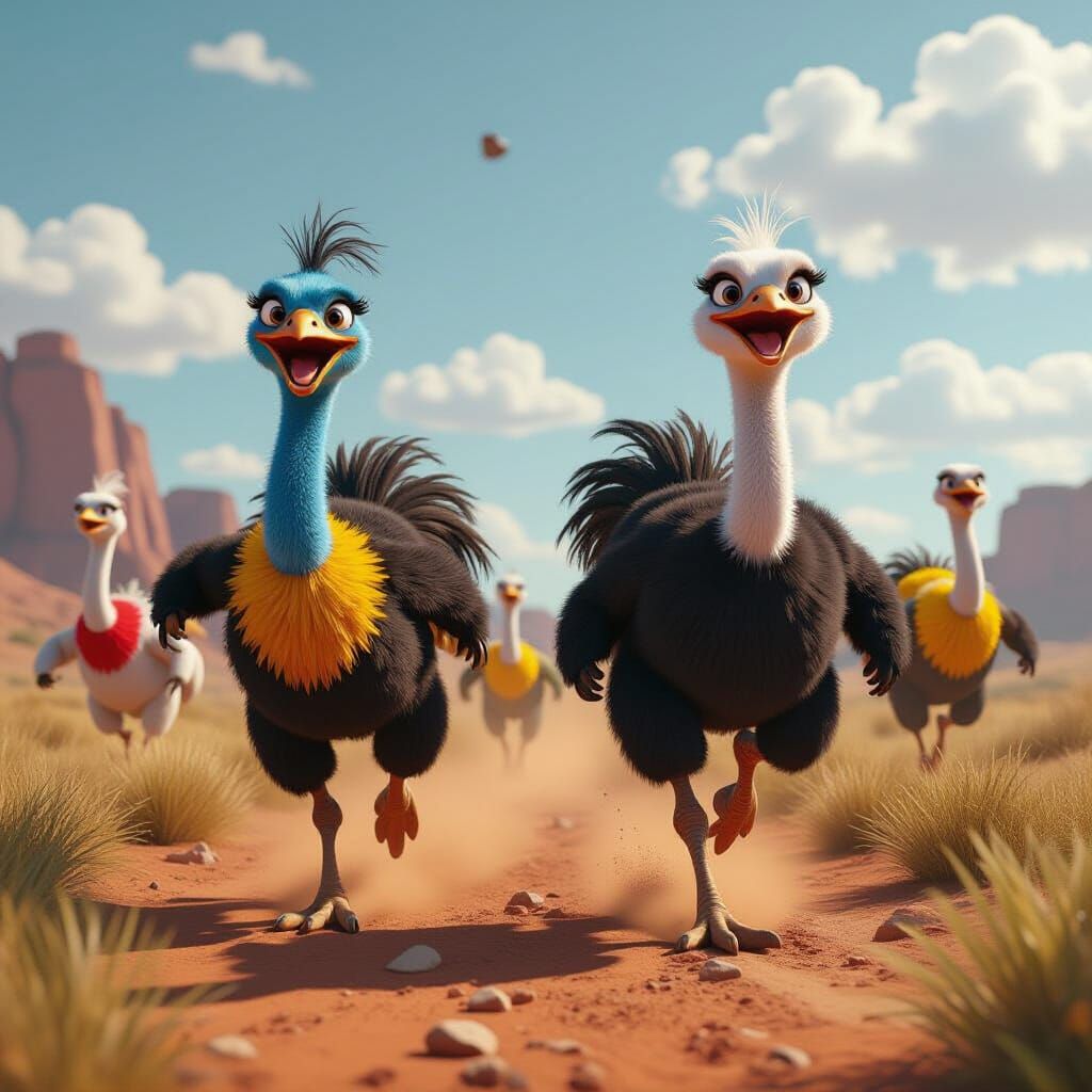 Emu and Ostrich Game Scene in Unreal Engine 5