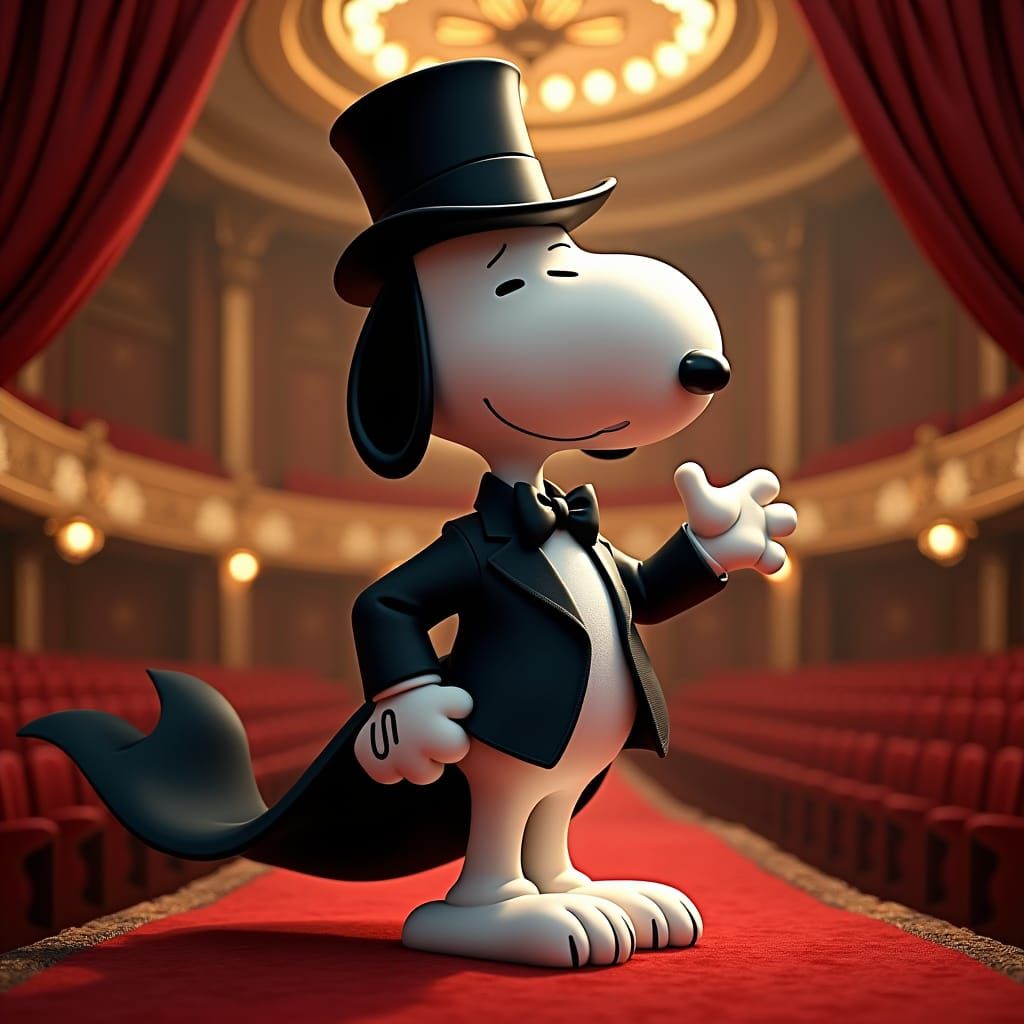 Snoopy as Debonair Dandy in Opera House