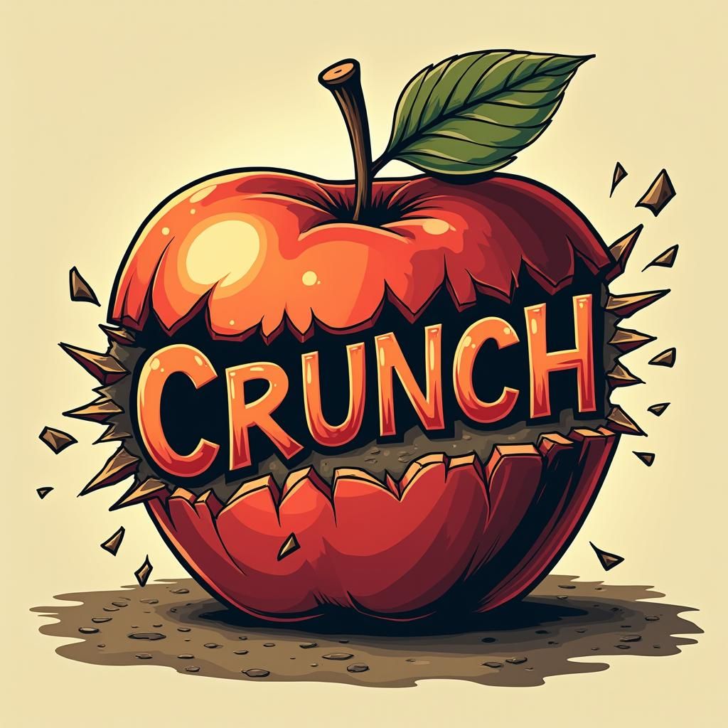 Giant Apple Bite with Comic Book Typography