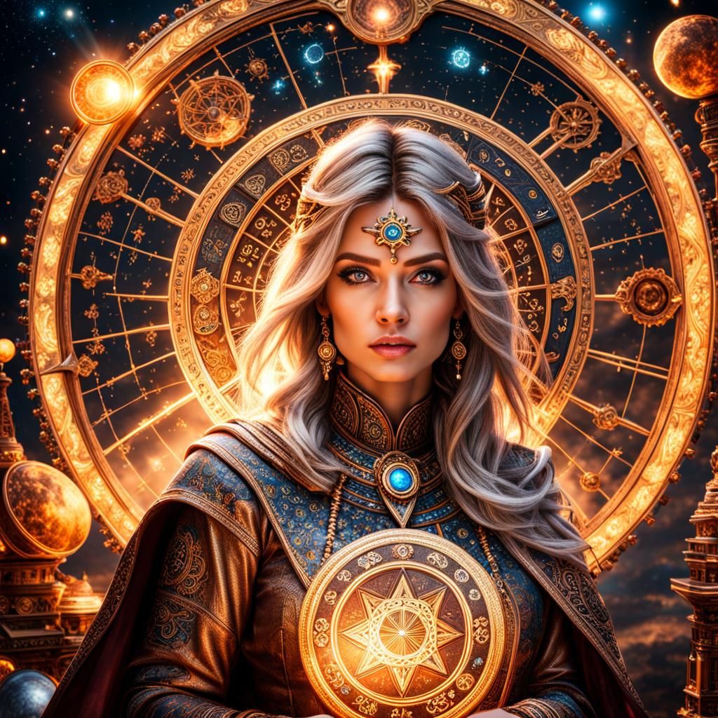 Girl with Astrology Powers in Hyperrealistic Style
