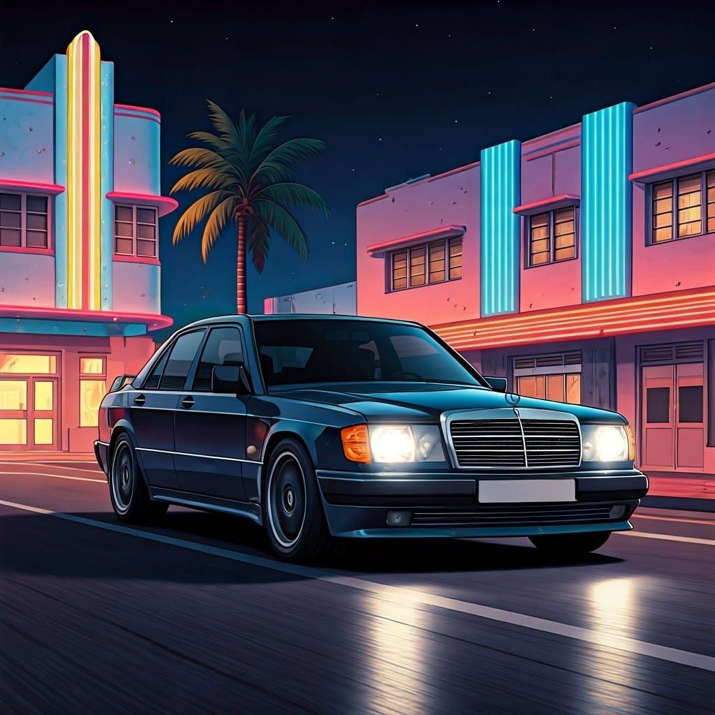 Mercedes-Benz AMG Hammer Speeding Through Miami in Comic Sty...