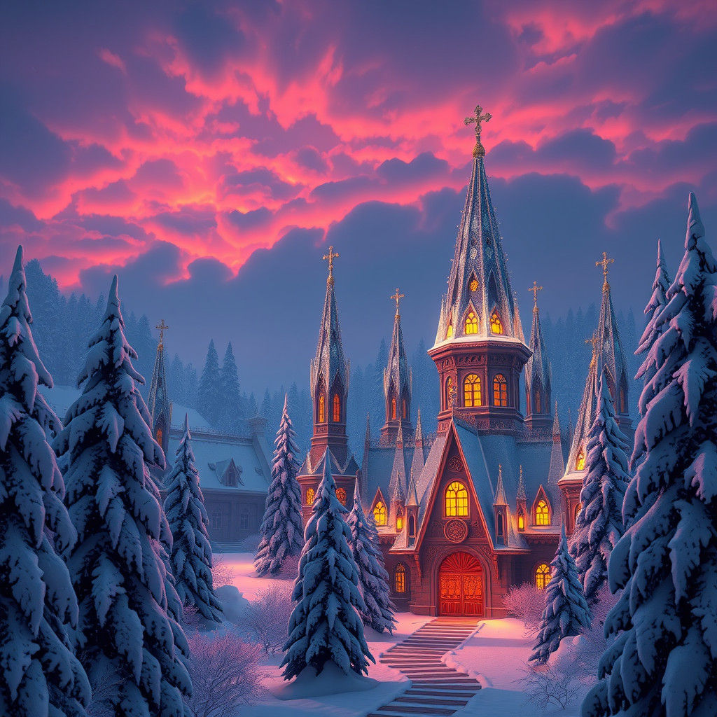 Magical Christmas Wonderland in Fantasy Concept Art Style