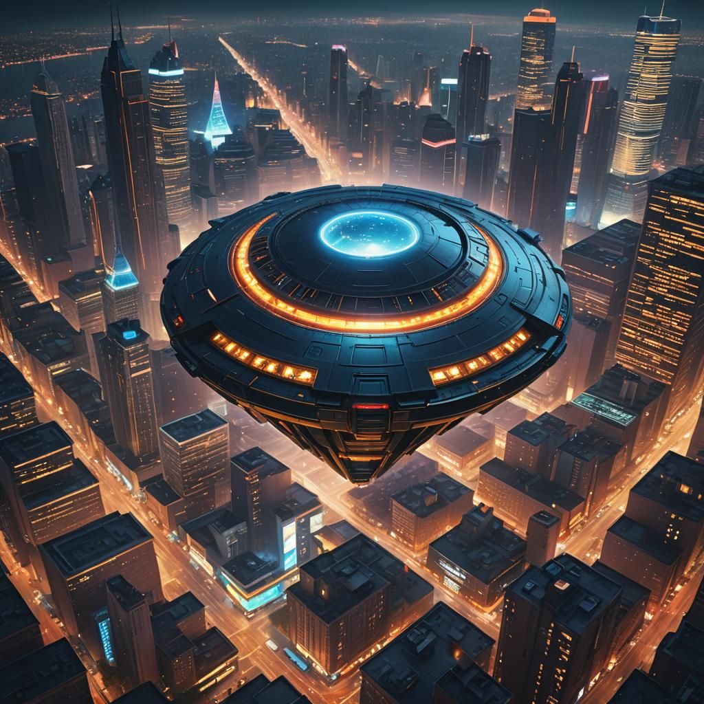 Colossal UFO Cityscape in Sci-Fi Digital Art