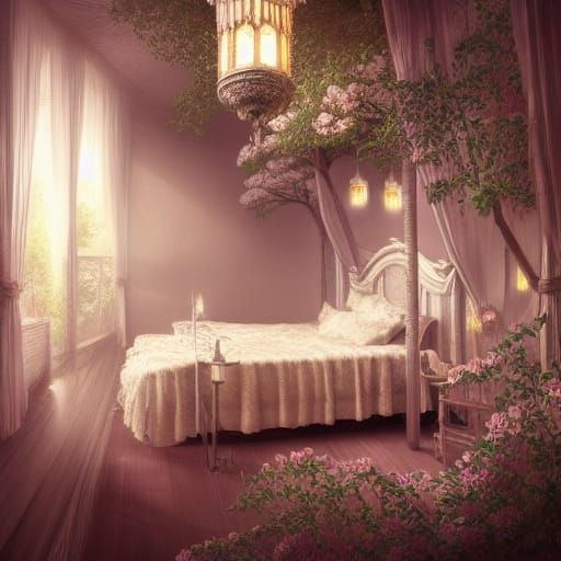 Nature Reclaims Bedroom in Hyperrealistic Digital Art