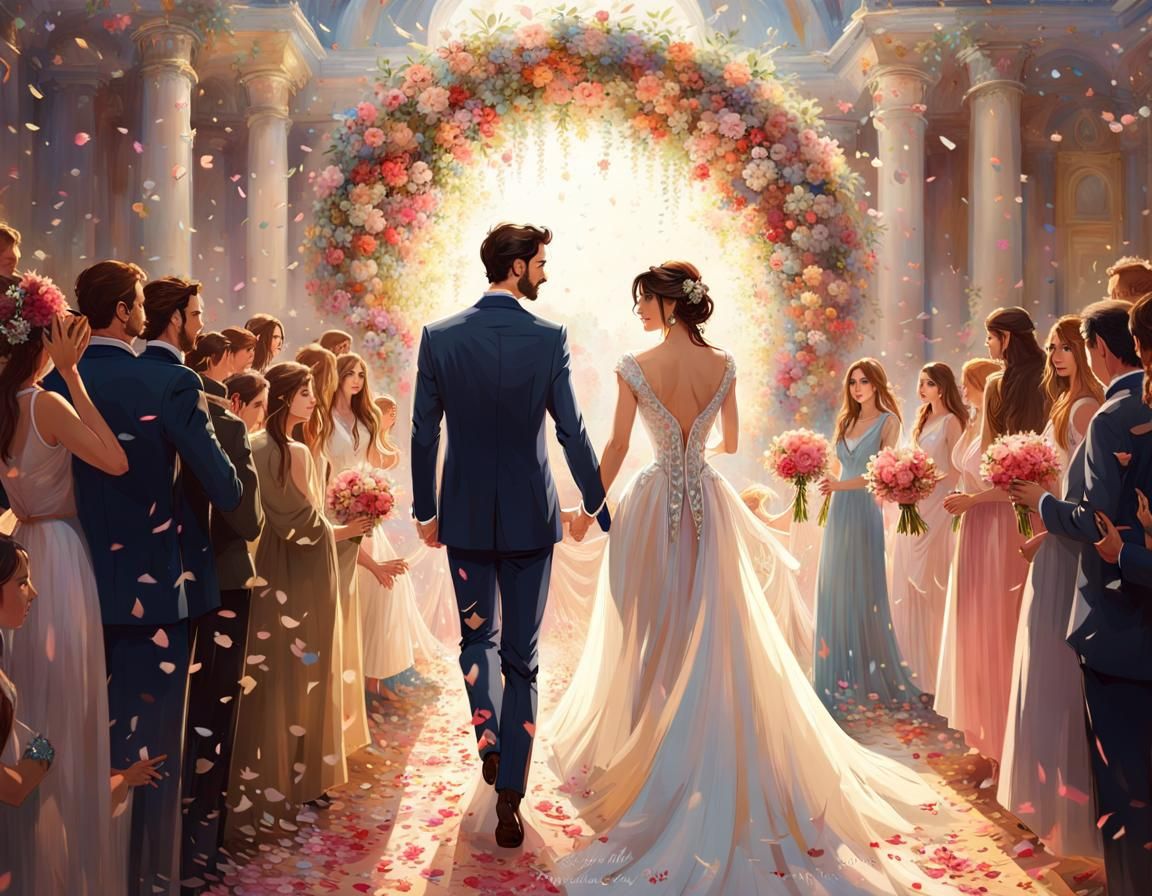Ethereal Wedding Scene in Fantasy Art Style