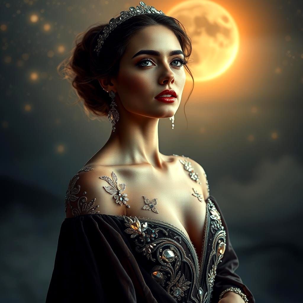 Diamond Sky Woman: Hyperrealistic 64 Megapixel Portrait