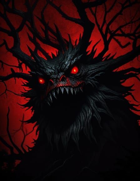 Dark Fantasy Creature in a Haunting Forest