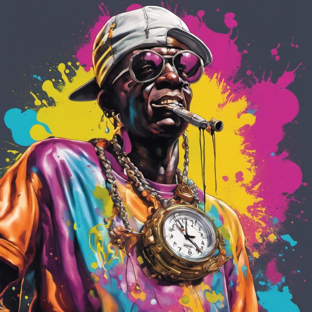 Flavor Flav Inspired Hip Hop Graffiti Art