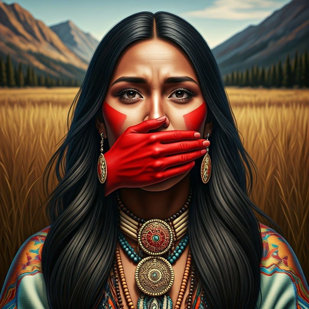 Native American Woman with Red Hand: Hopi Tradition