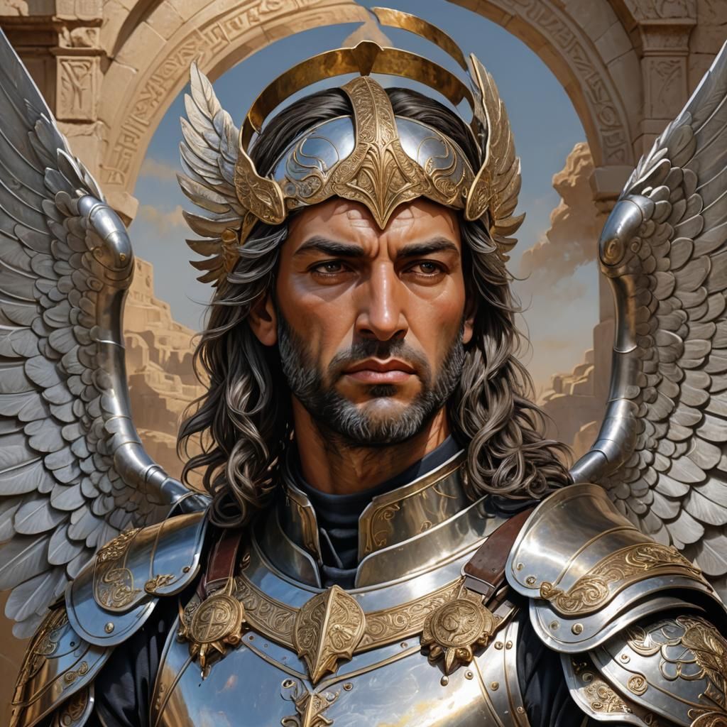 Archangel Sarathiel Portrait in Hebrew Style Armor