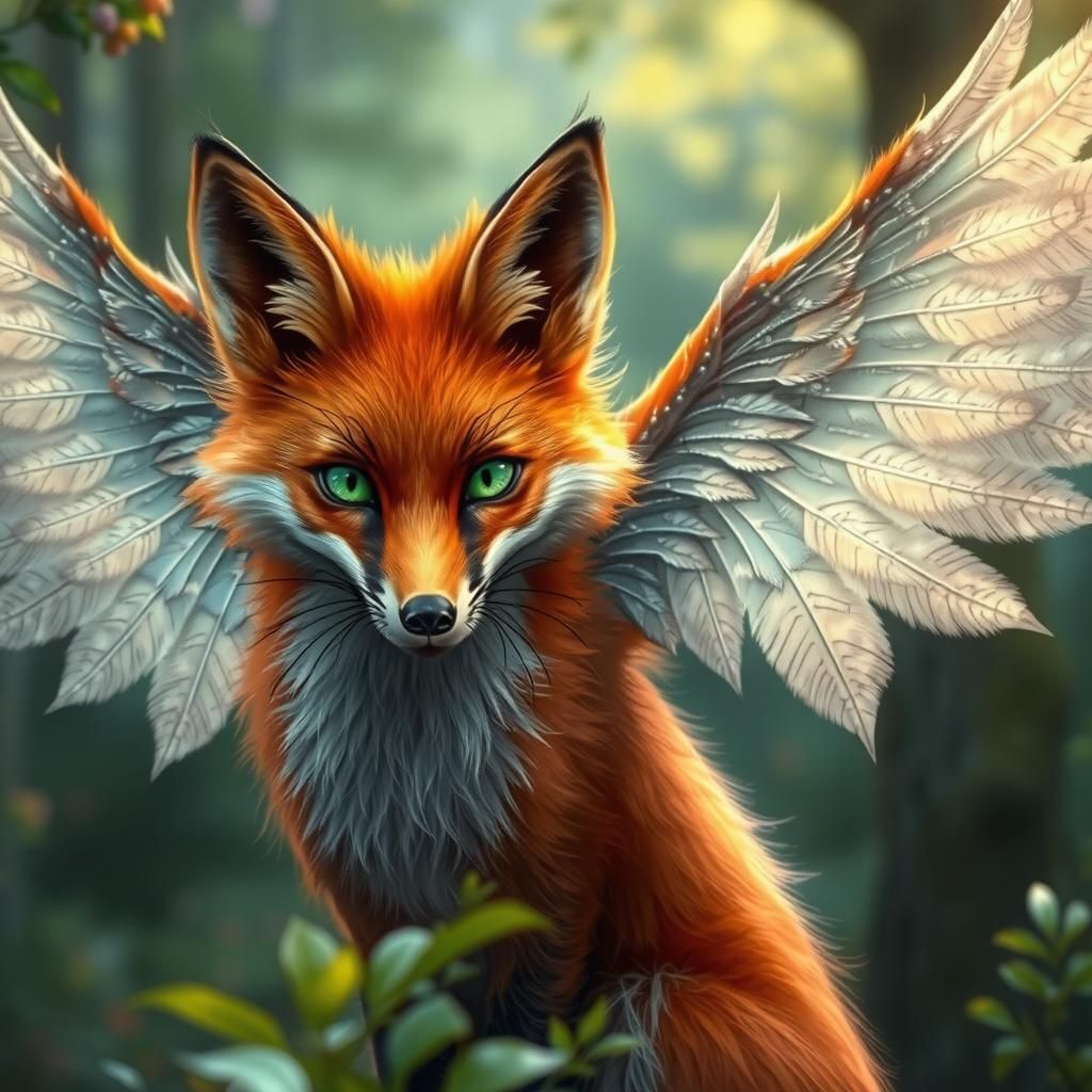 Winged Fox in Forest: Photorealistic Fantasy Art