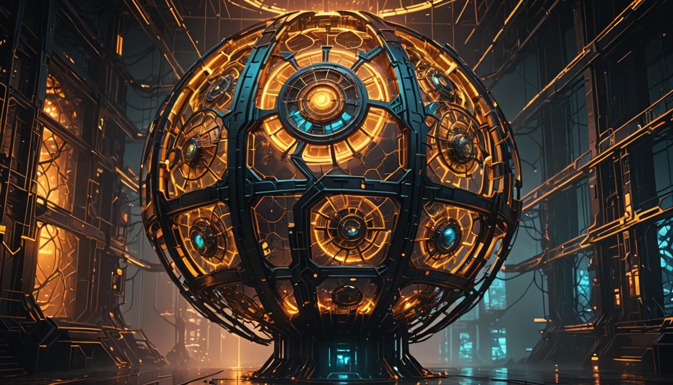 Futuristic Glowing Neuro-Network Concept Art