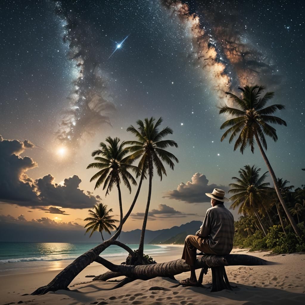 Filipino Man Stargazing: Digital Matte Painting